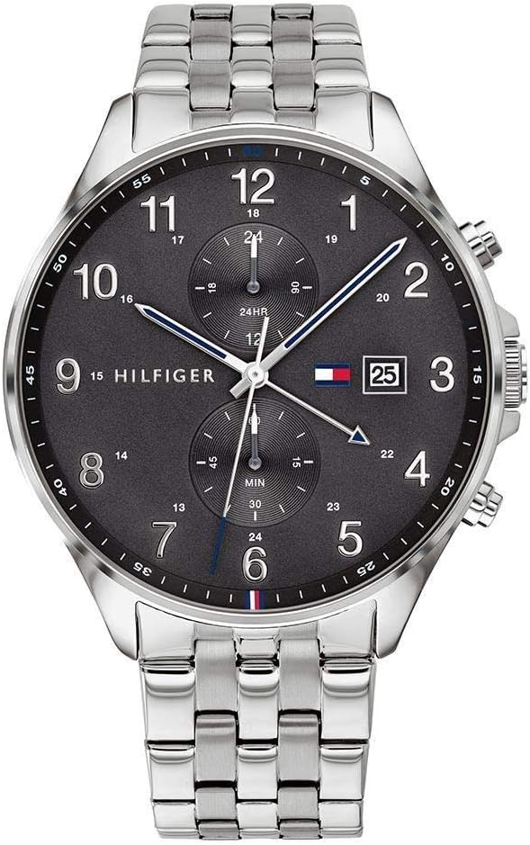 Tommy Hilfiger 1791707 - Reloj analógico multifunción de cuarzo para hombre, gris oscuro